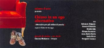 Brochure che pubblicizza lo spettacolo teatrale Chiuso in un ego alternativo Brochure che pubblicizza lo spettacolo teatrale Chiuso in un ego alter...